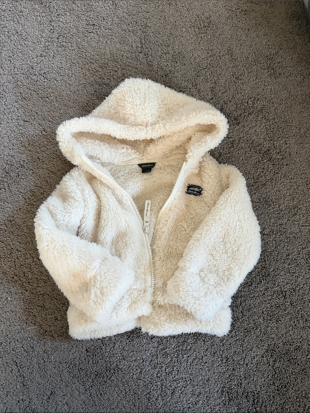 Eddie Bauer Cream Sherpa Hooded Zip Jacket - Kids